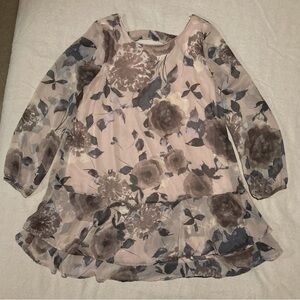 sawyer Chiffon Babydoll Style Dress‎ in Muted Floral Print | Ruffle Hem